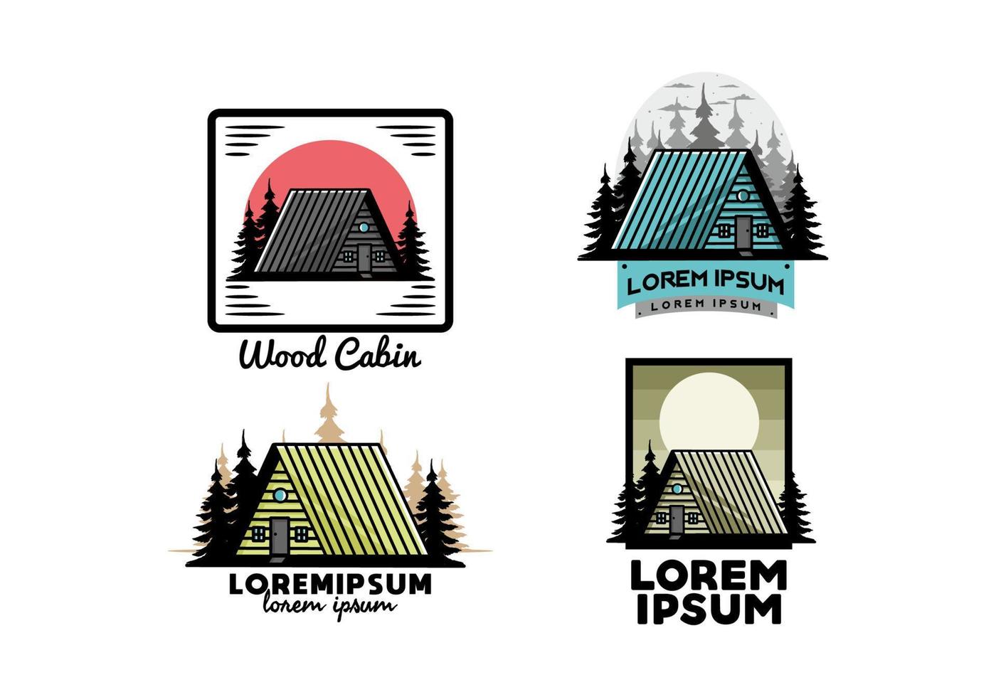 Vintage wood cabin illustration design vector