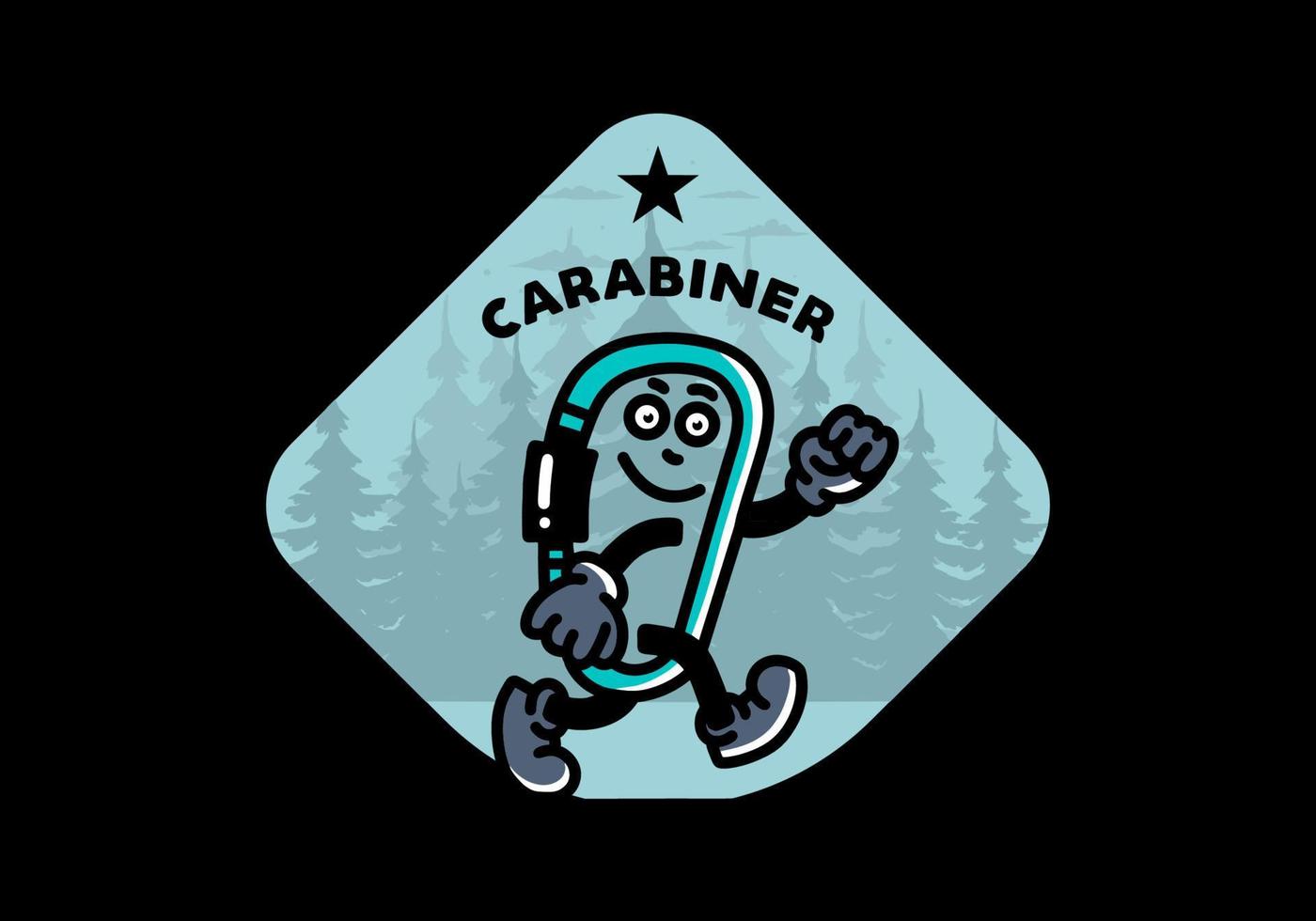 Walking funny carabiner illustration design vector