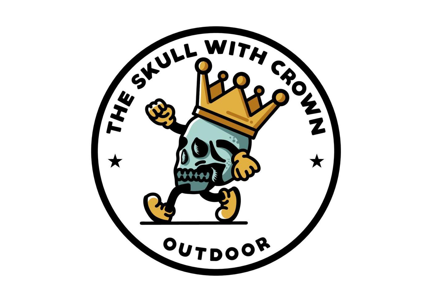 Walking skull illustration wearing a big crown vector