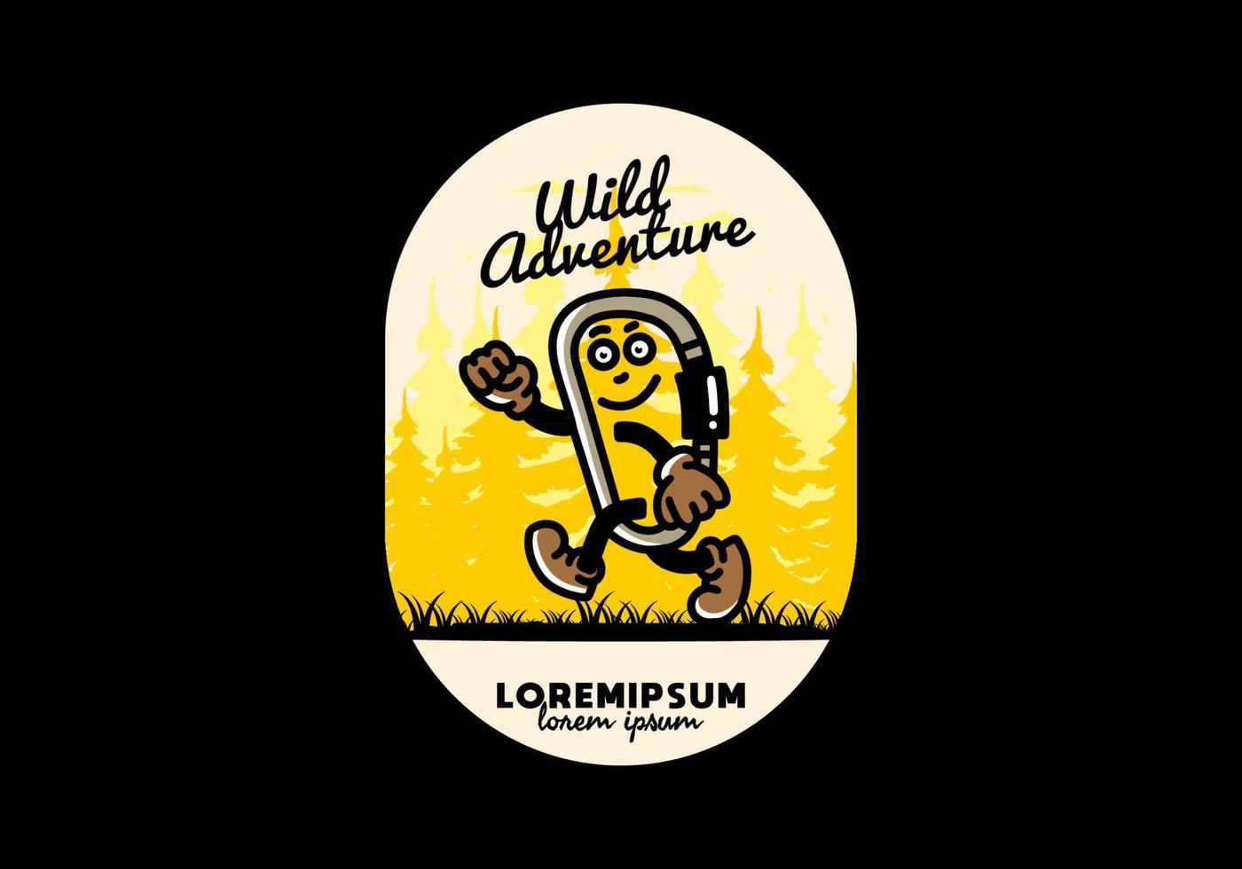 Walking funny carabiner illustration design vector