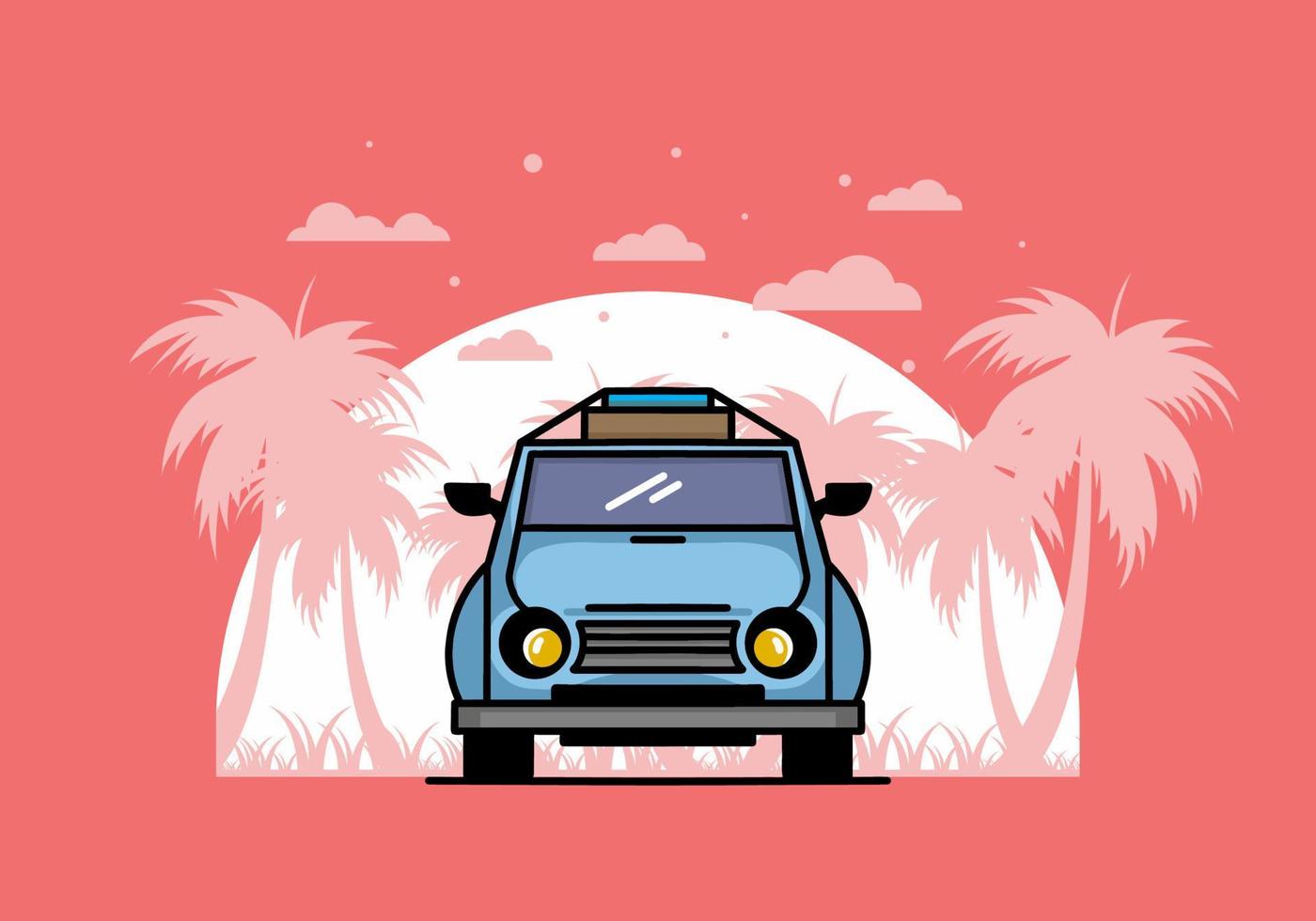 Holiday in car illustration design vector