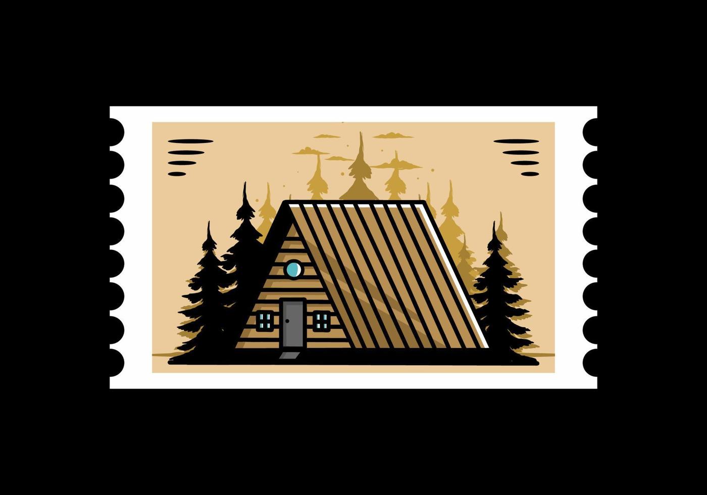 diseño de ilustración de cabaña de madera vintage vector