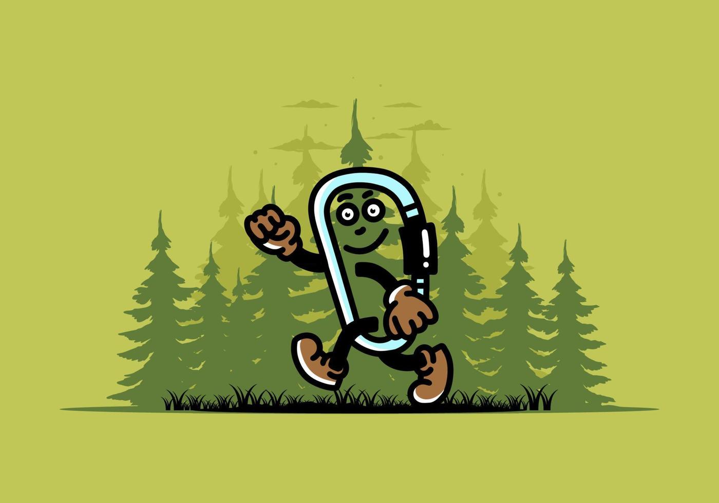 Walking funny carabiner illustration design vector