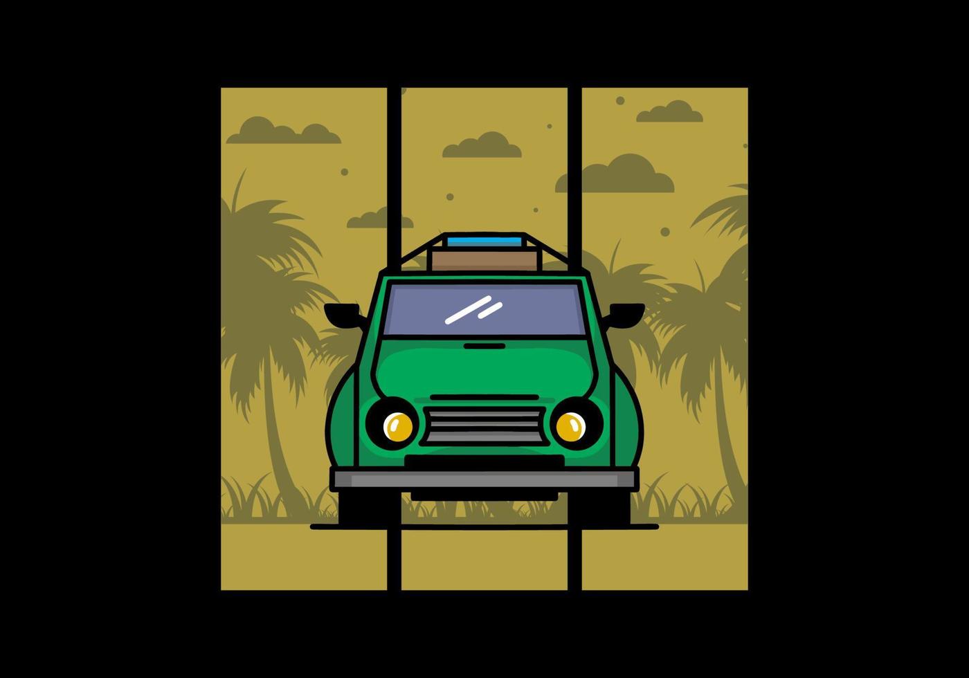 Holiday in car illustration design vector