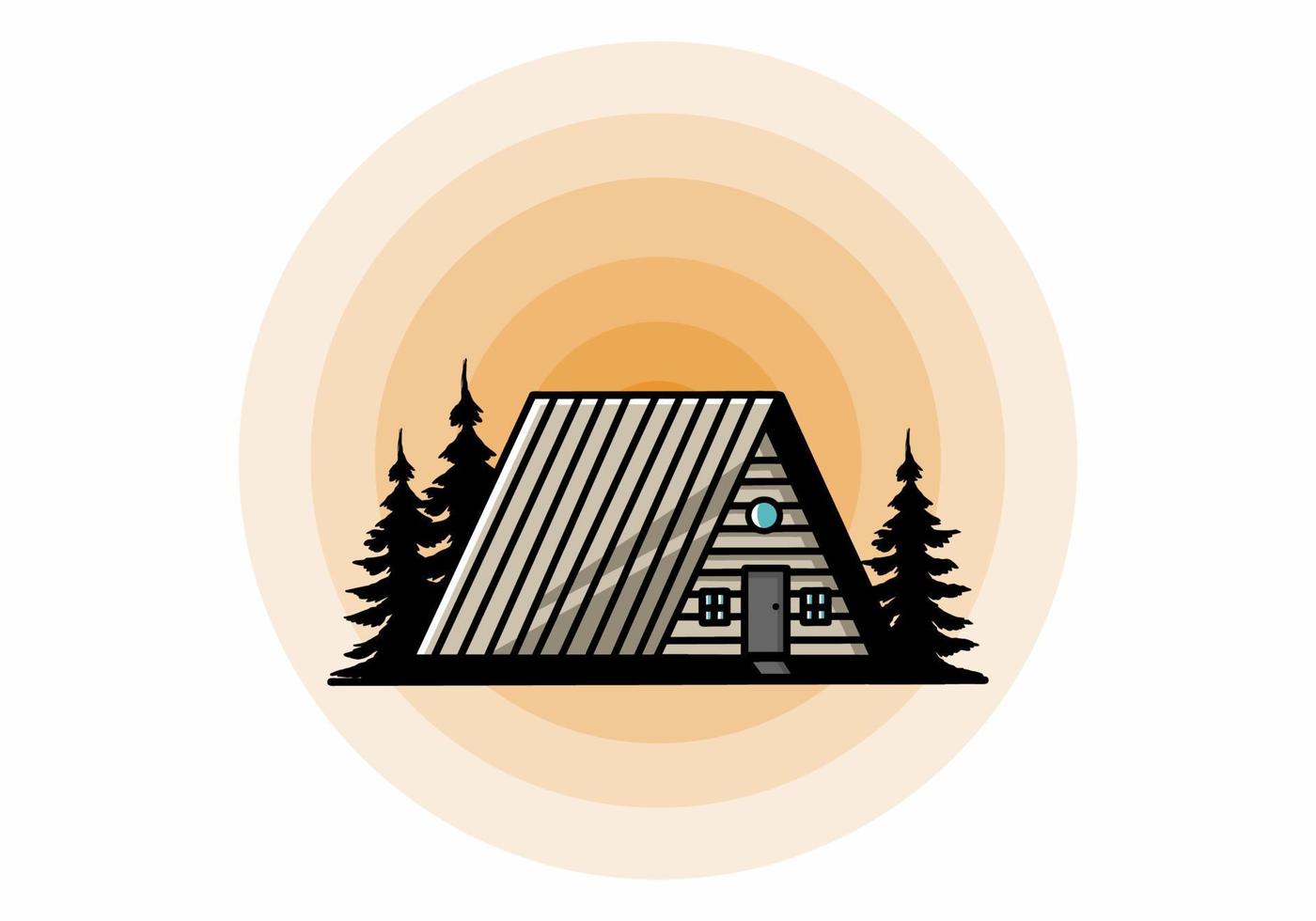 Vintage wood cabin illustration design vector