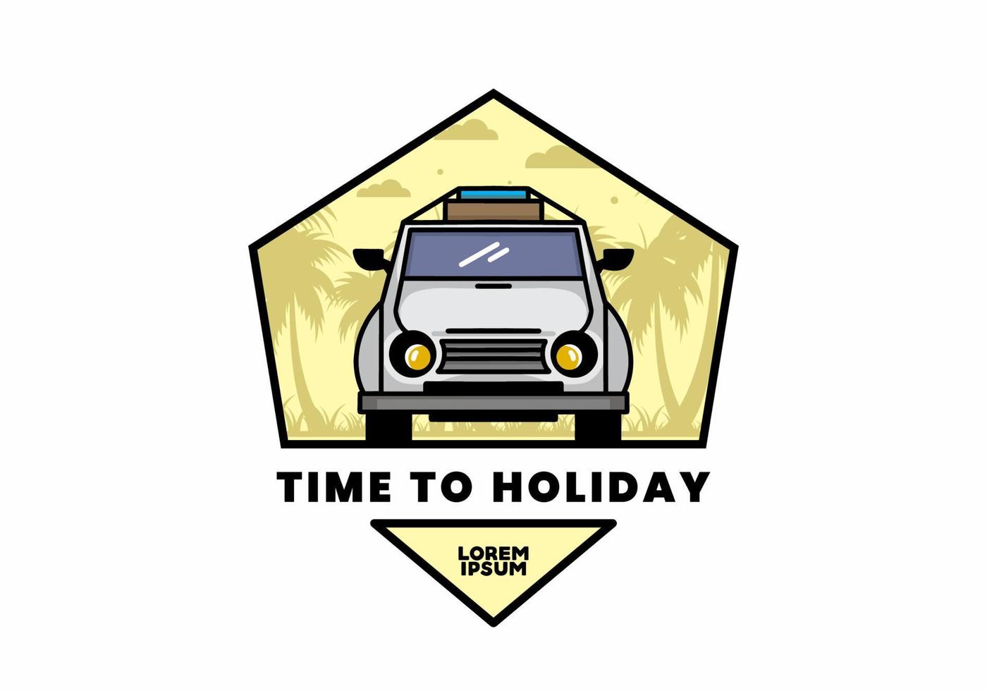 Holiday in car illustration design vector