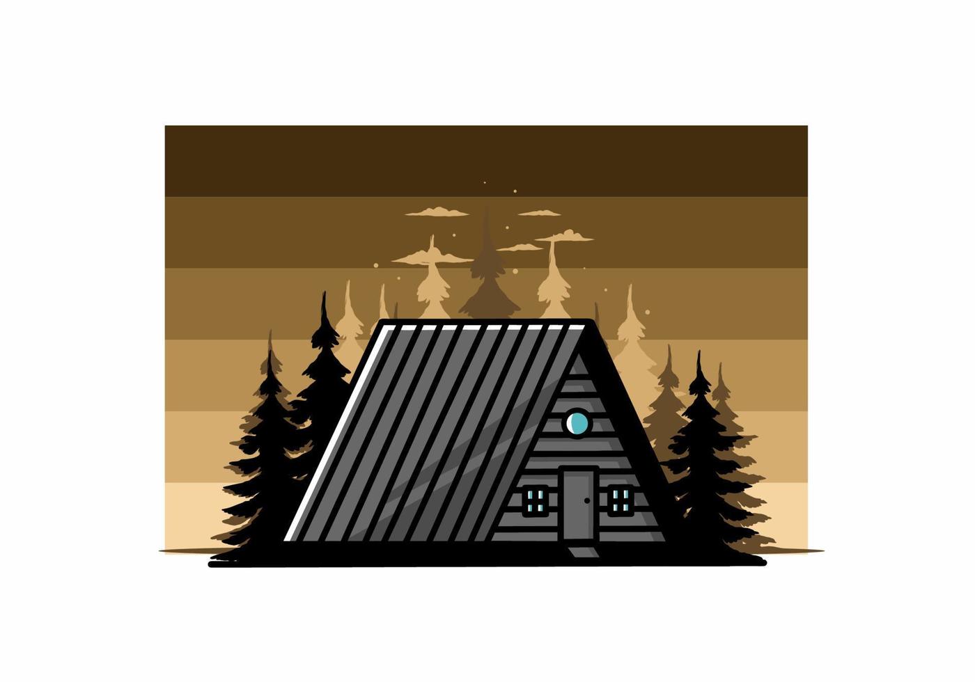 Vintage wood cabin illustration design vector