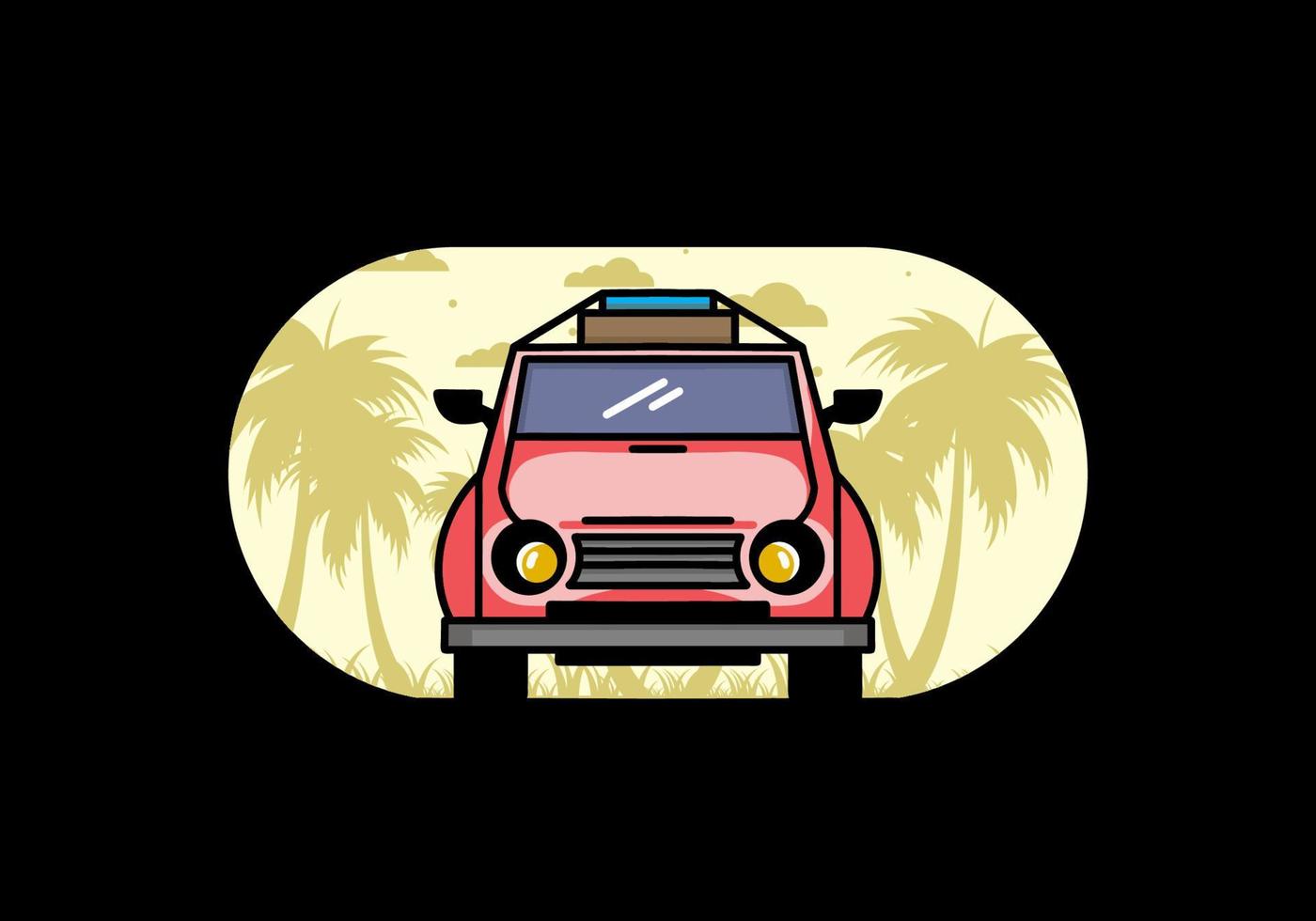 Holiday in car illustration design vector