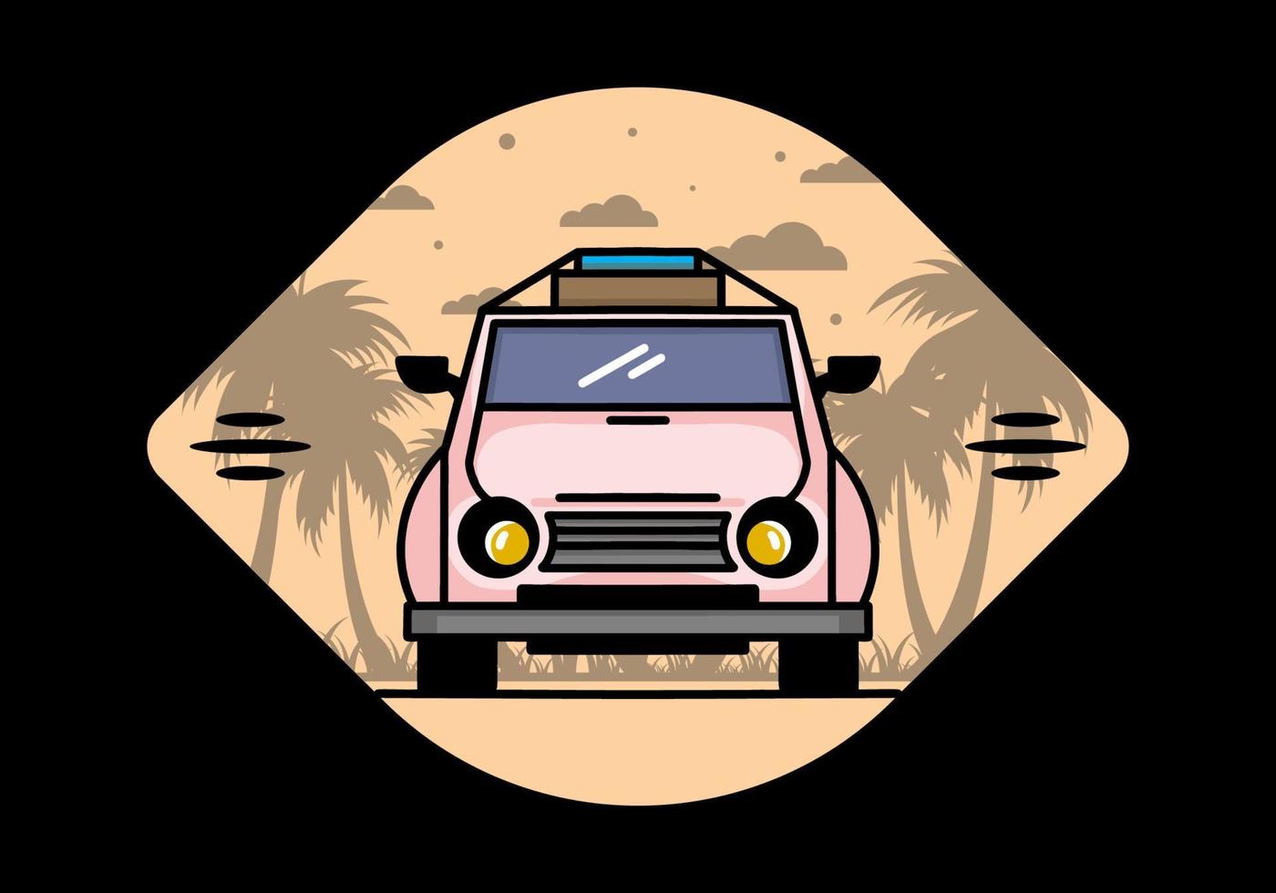 Holiday in car illustration design vector