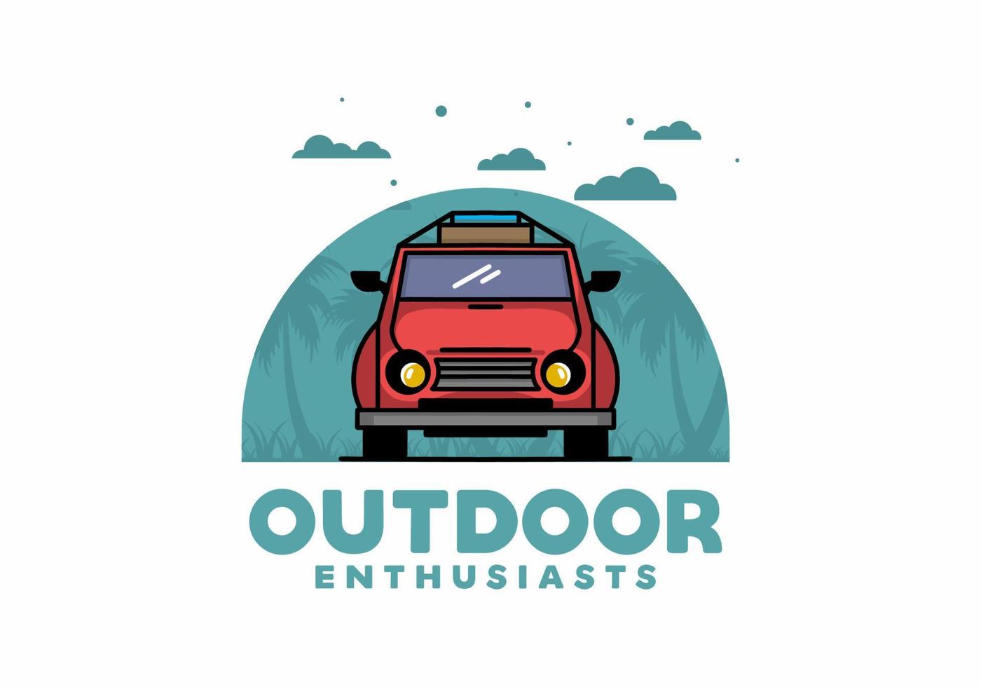 Holiday in car illustration design vector