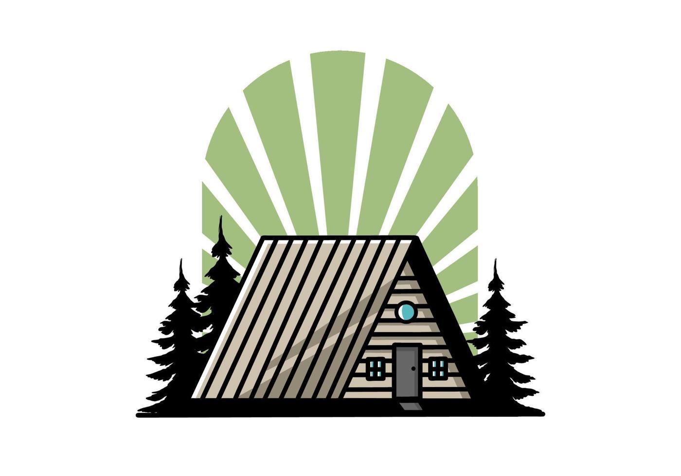 Vintage wood cabin illustration design vector