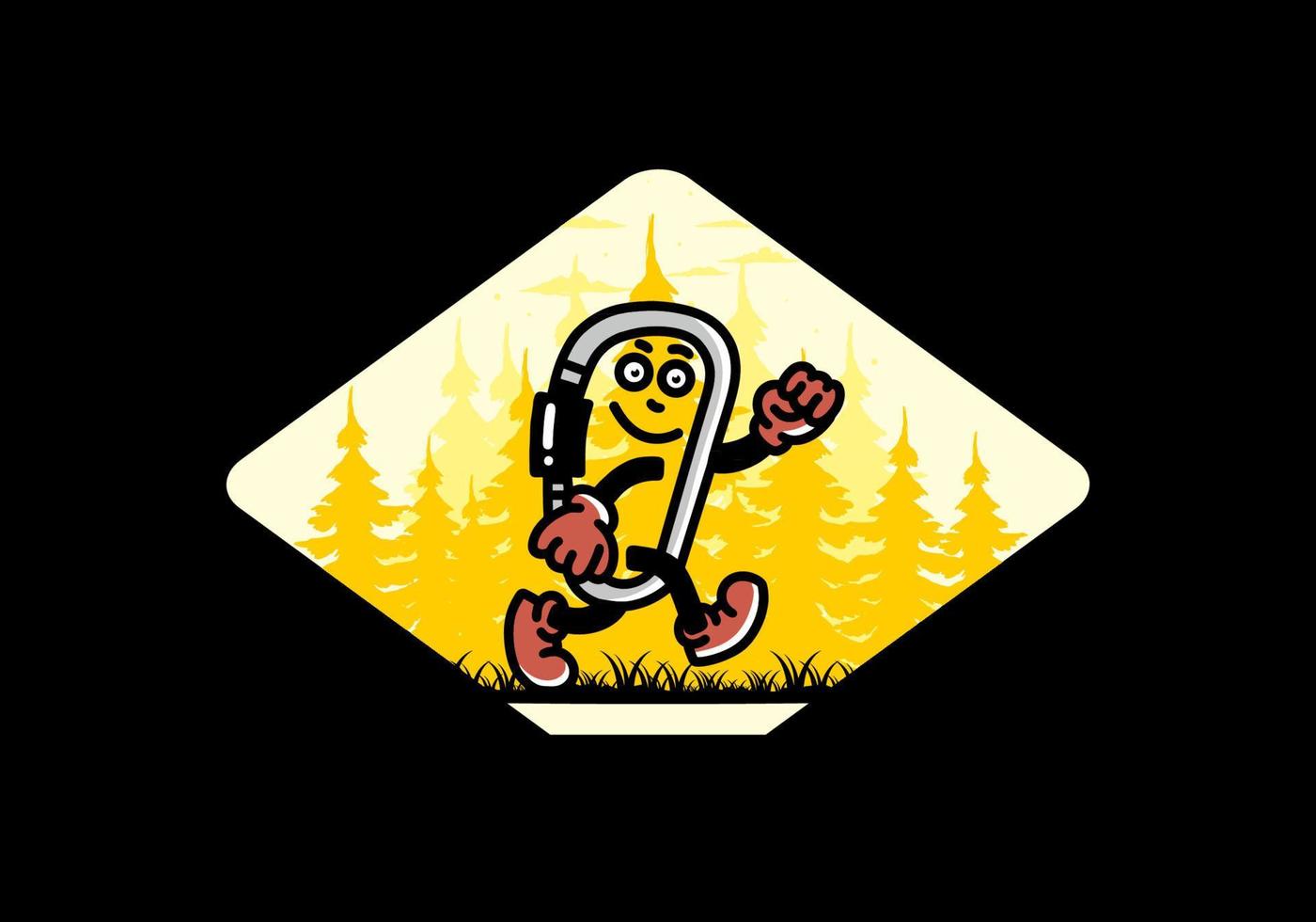 Walking funny carabiner illustration design vector