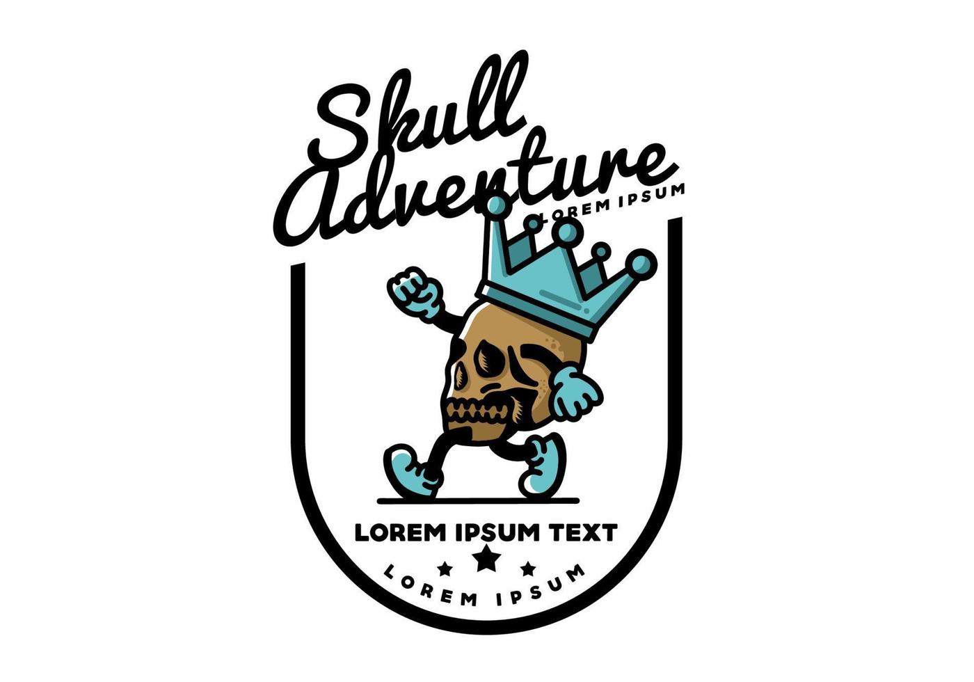 Walking skull illustration wearing a big crown vector