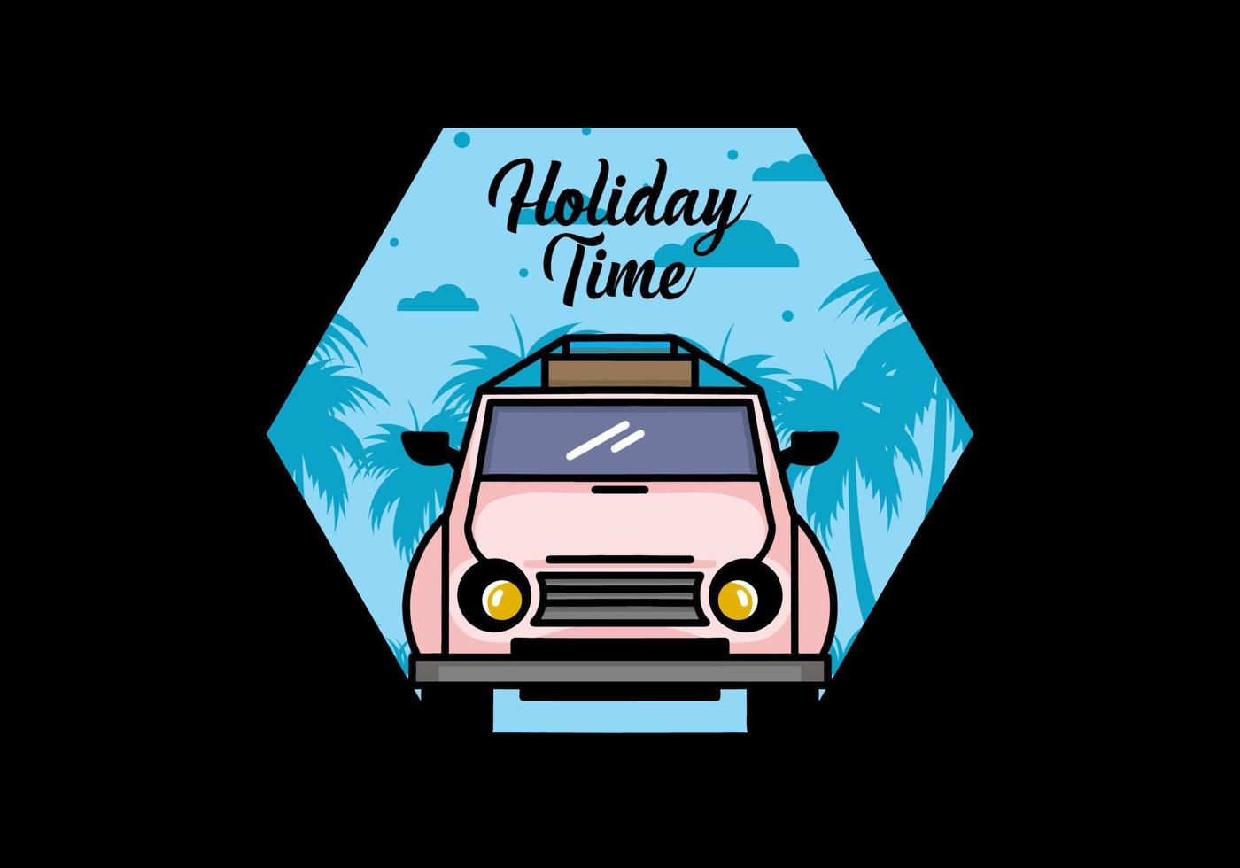 Holiday in car illustration design vector