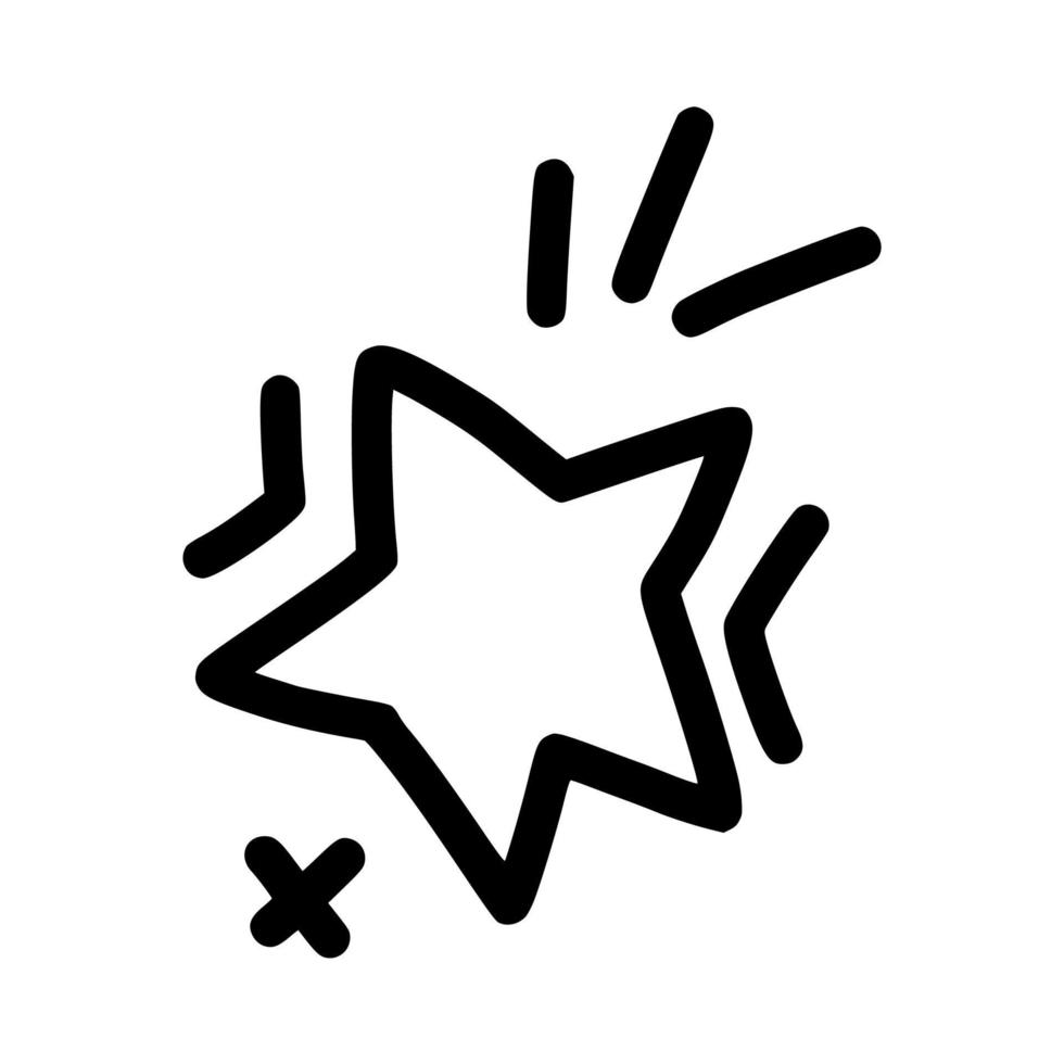 simple estrella única con efecto de línea divertida plantilla de diseño de icono de ilustración de vector de línea con estilo de dibujo a mano de doodle de contorno para libro de colorear