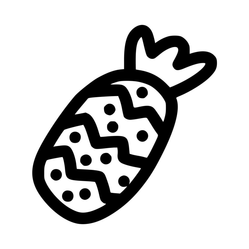 fruta de piña simple con icono de textura colección de ilustración de plantilla de vector de contorno de garabato dibujado a mano para libro de colorear
