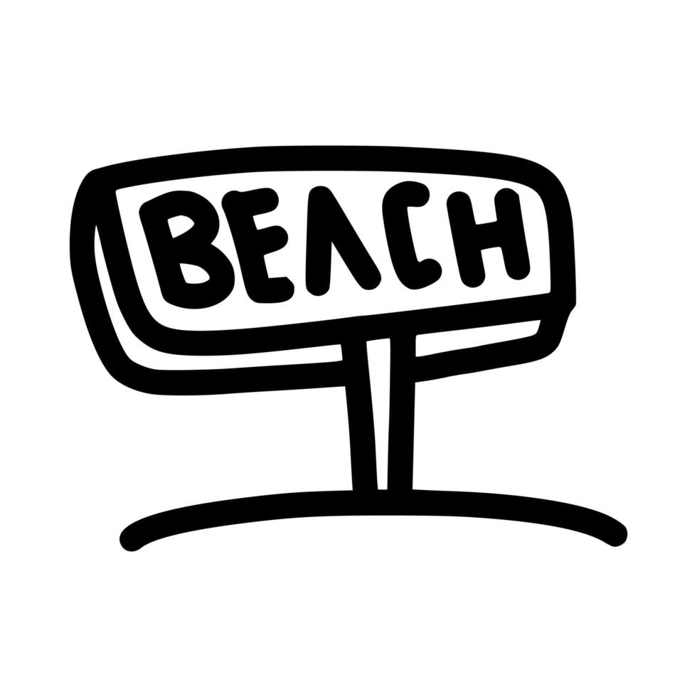 wooden beach signage direction icon hand drawn doodle outline vector template illustration collection for coloring book
