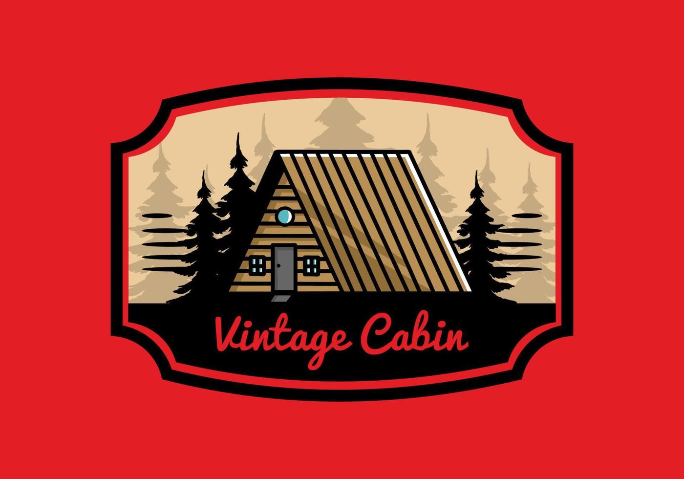 Vintage wood cabin illustration design vector