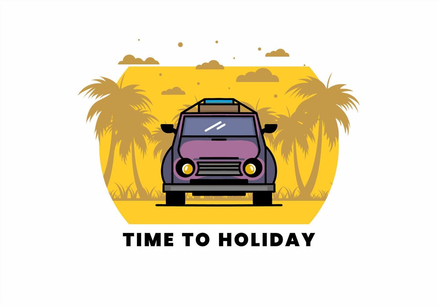 Holiday in car illustration design vector