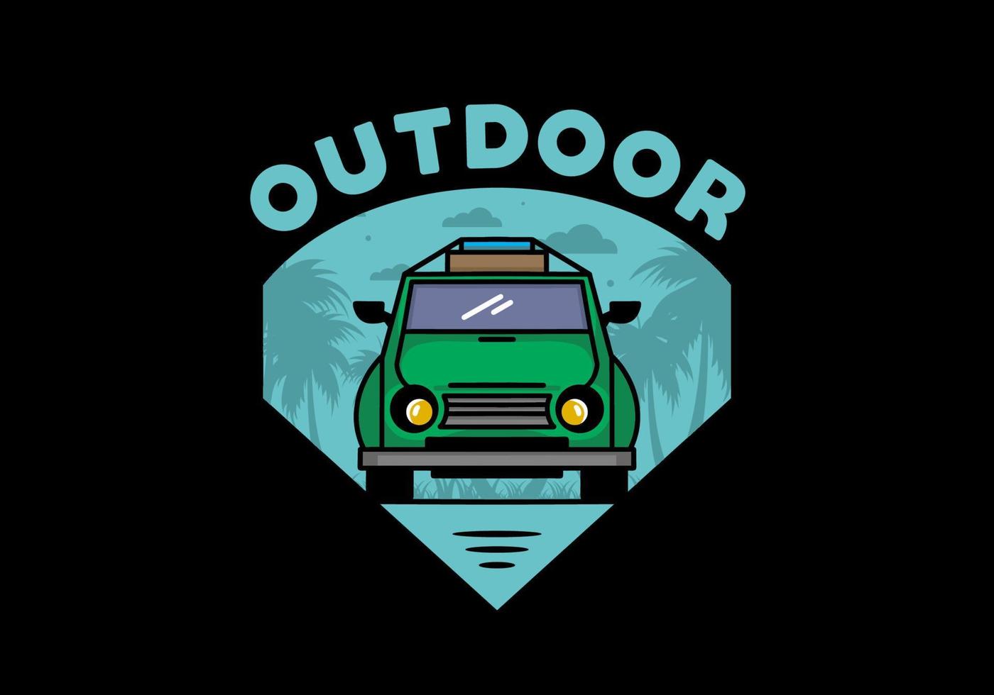 Holiday in car illustration design vector