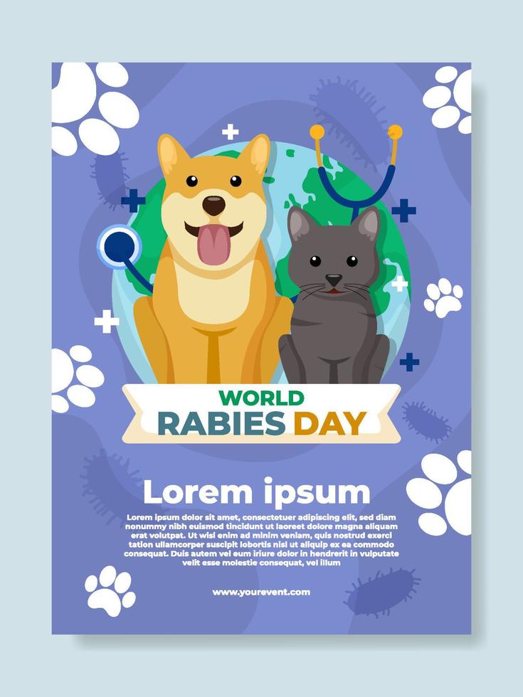 World Rabies Day Poster Template vector