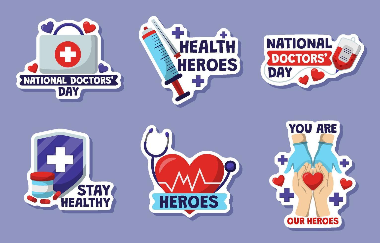 National Doctor Day Sticker Collection vector