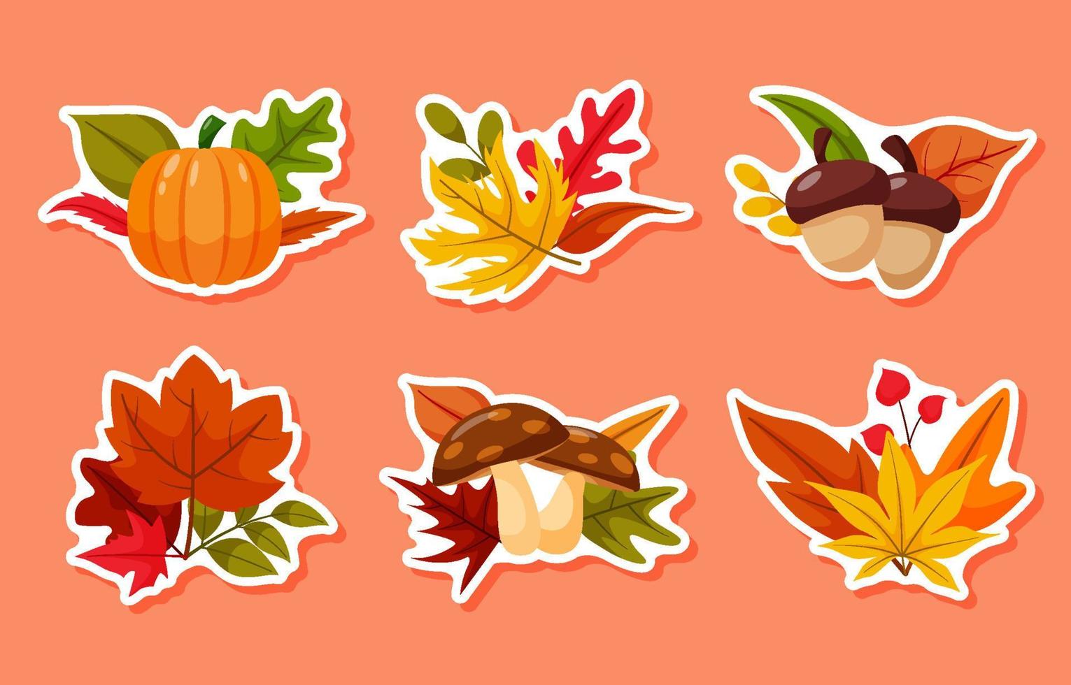 Fall Floral Sticker Set vector