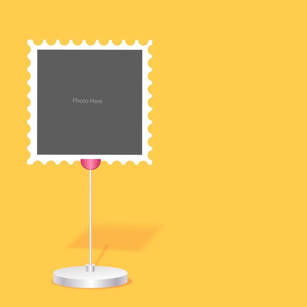 Hanging photo frame on background vector