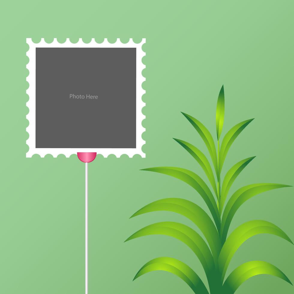 Hanging photo frame on background vector