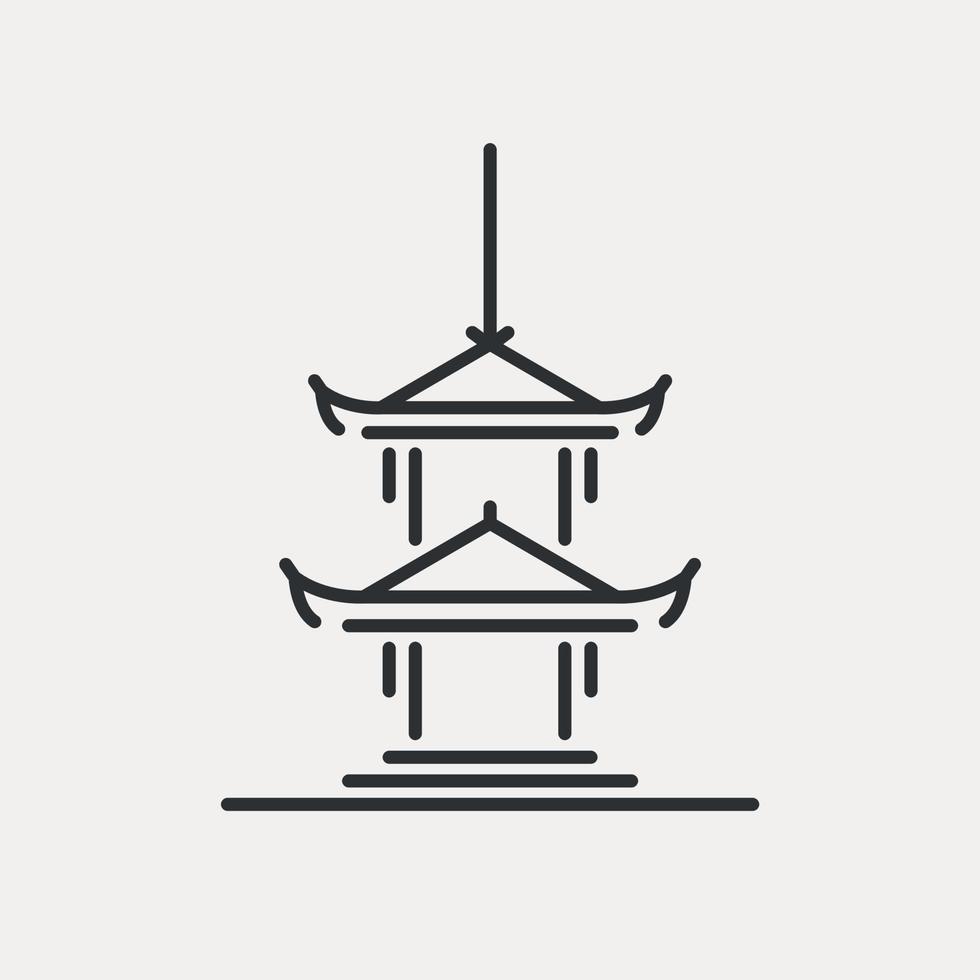 Pagoda line icon. Traditional national building of China, Nepal, Tibet, Indonesia, Japan, Vietnam. Asian stacked tower.  Symbol of Far Eeast. Vector illustration editable stroke