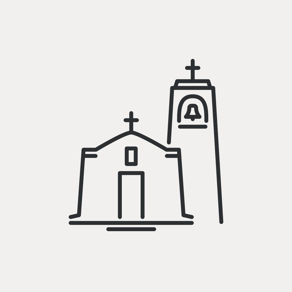 iglesia griega con el icono de la línea del campanario. edificio sagrado para la religión cristiana. hogar para el dios. ilustración vectorial carrera editable vector