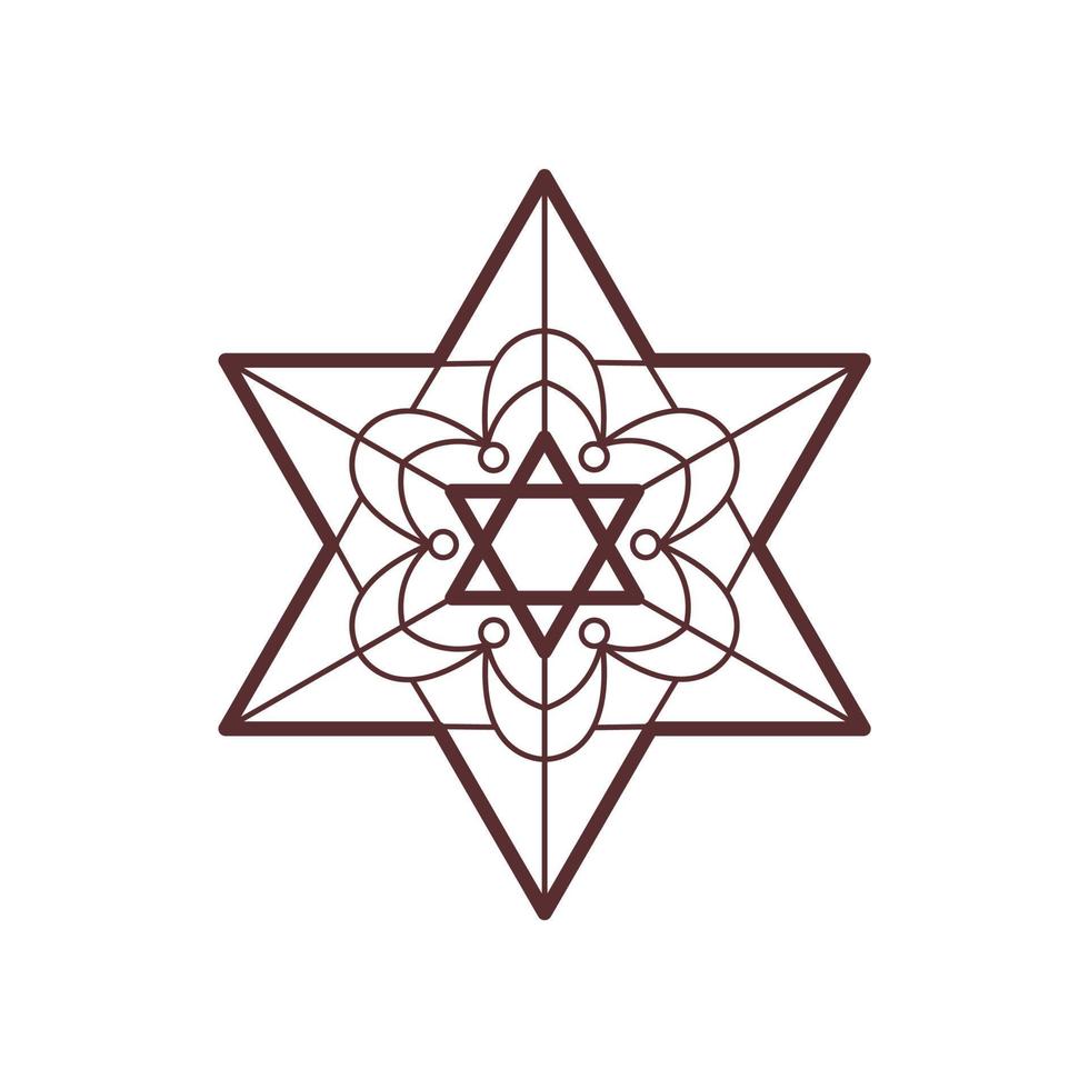 Star of David logo. Jewish Religion sign line art. Symmetry decorative element. Vector illustration