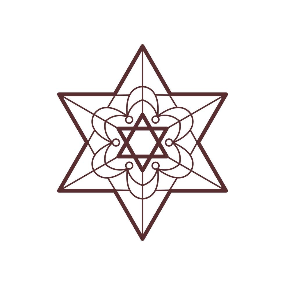 Star of David logo. Jewish Religion sign line art. Symmetry decorative element. Vector illustration