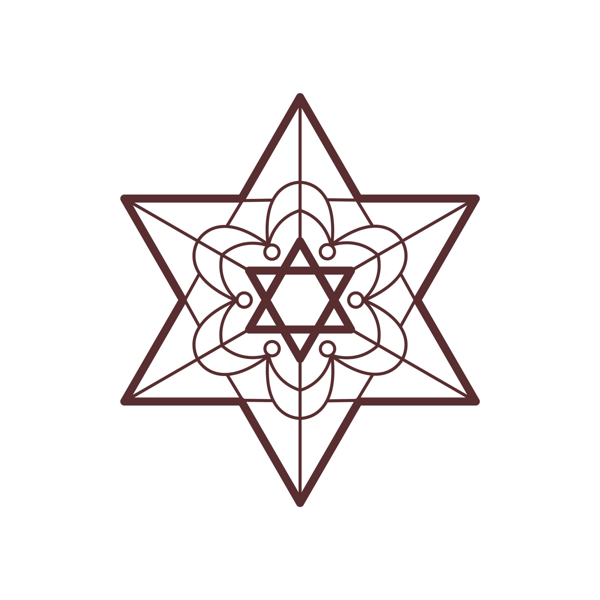 Star of David logo. Jewish Religion sign line art. Symmetry decorative