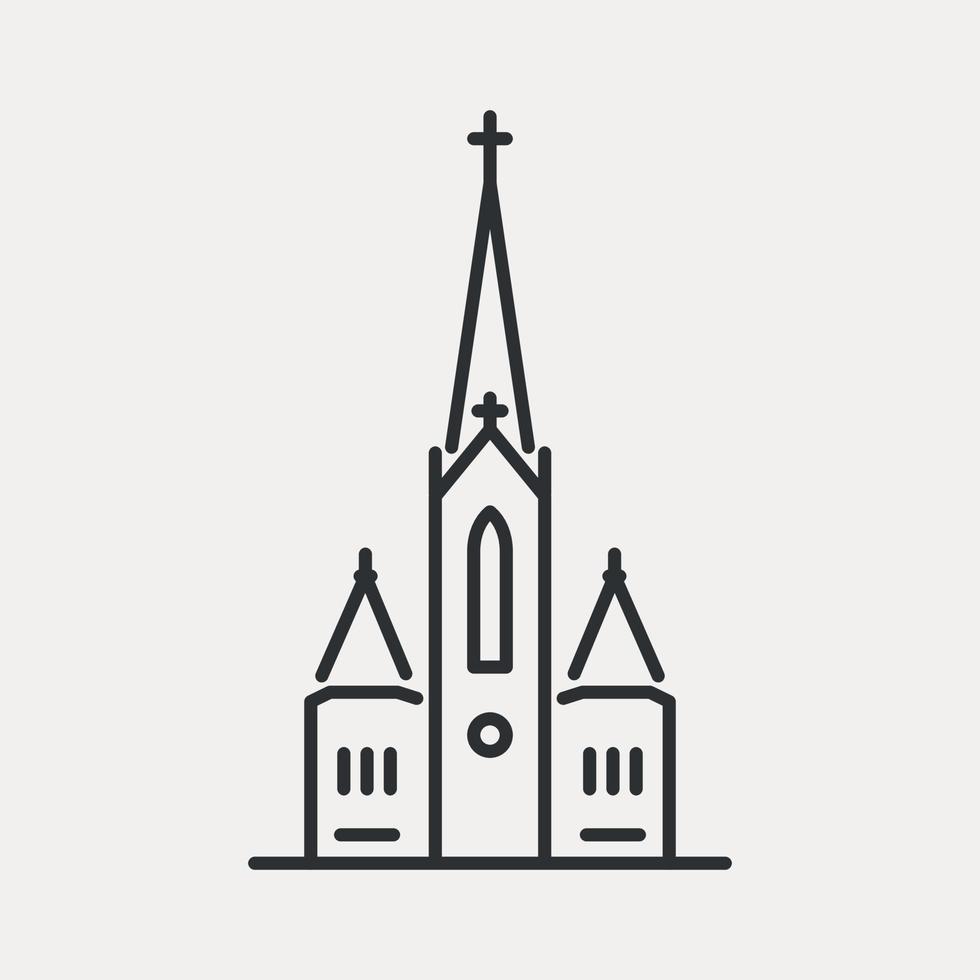 Protestant Baptist Church line icon. Home for God, place for pray. Christian Religion symbol. Vector illustration editable stroke