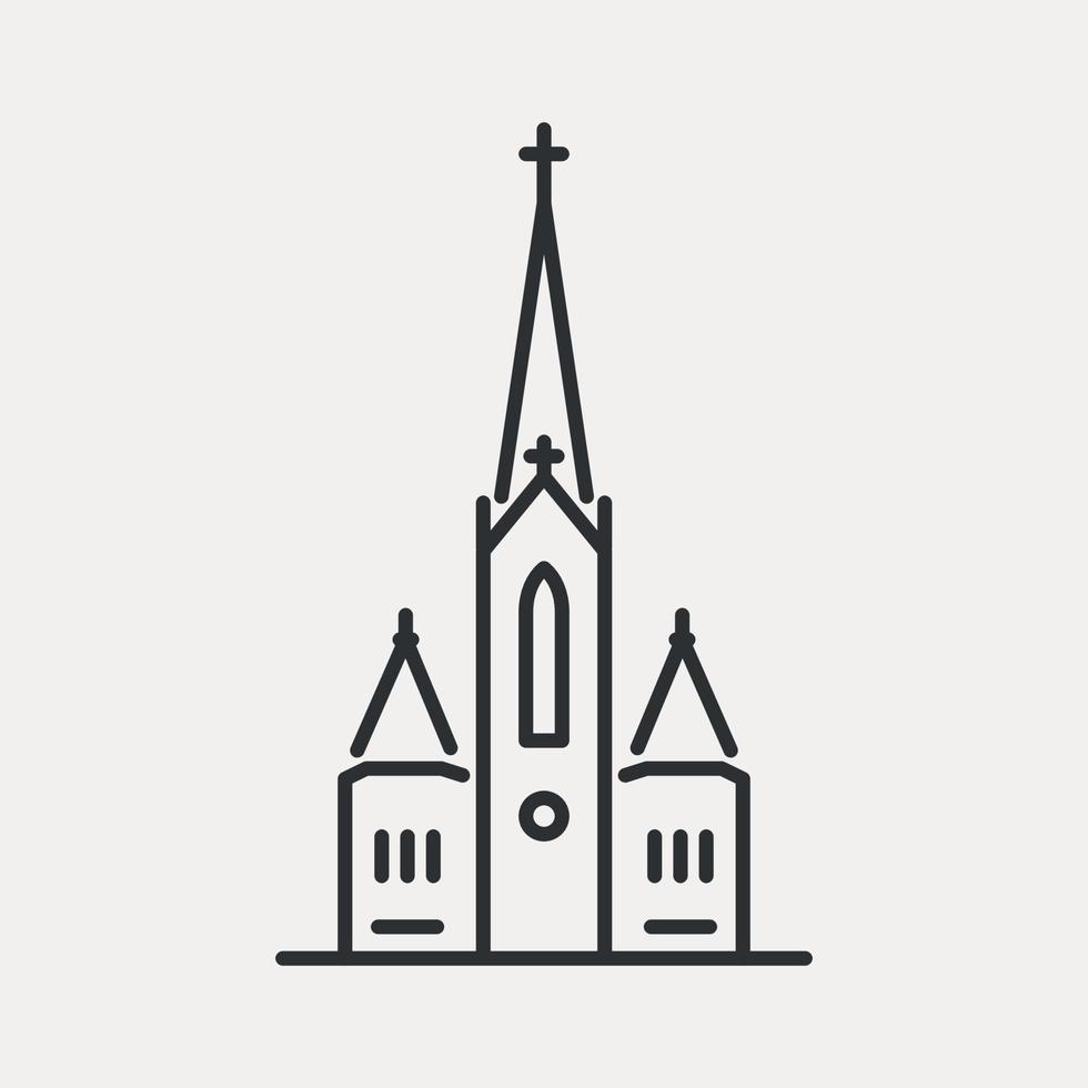 icono de la línea de la iglesia bautista protestante. hogar para dios, lugar para orar. símbolo de la religión cristiana. trazo editable de ilustración vectorial vector