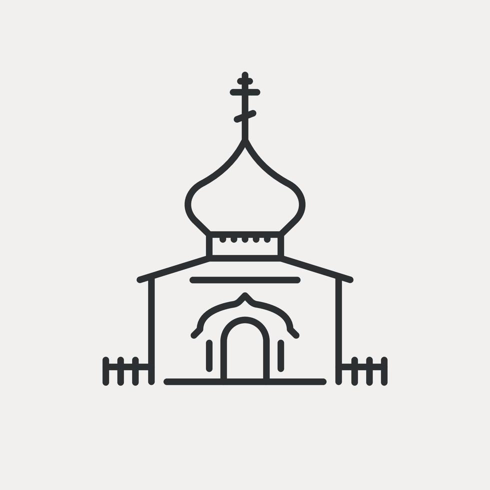 Russian church line icon. Orthodox religion, home for God. Traditional architecture in Russia. Vector illustration editable stroke