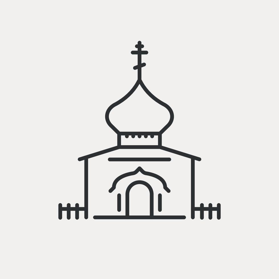 icono de la línea de la iglesia rusa. religión ortodoxa, hogar de dios. arquitectura tradicional en rusia. trazo editable de ilustración vectorial vector