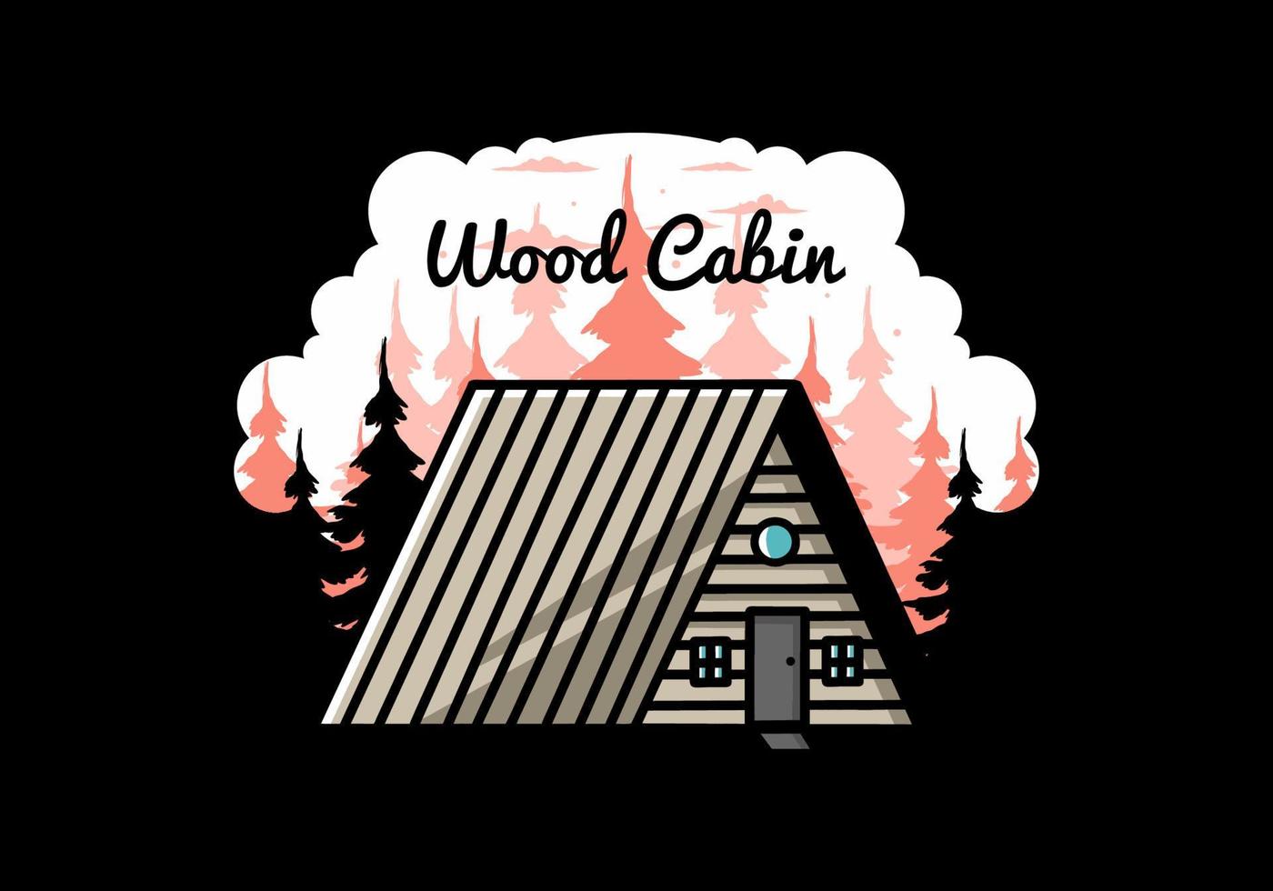 Vintage wood cabin illustration design vector