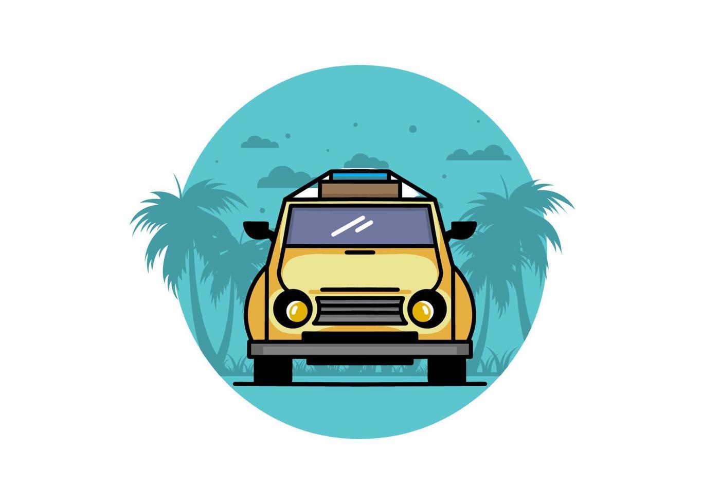 Holiday in car illustration design vector