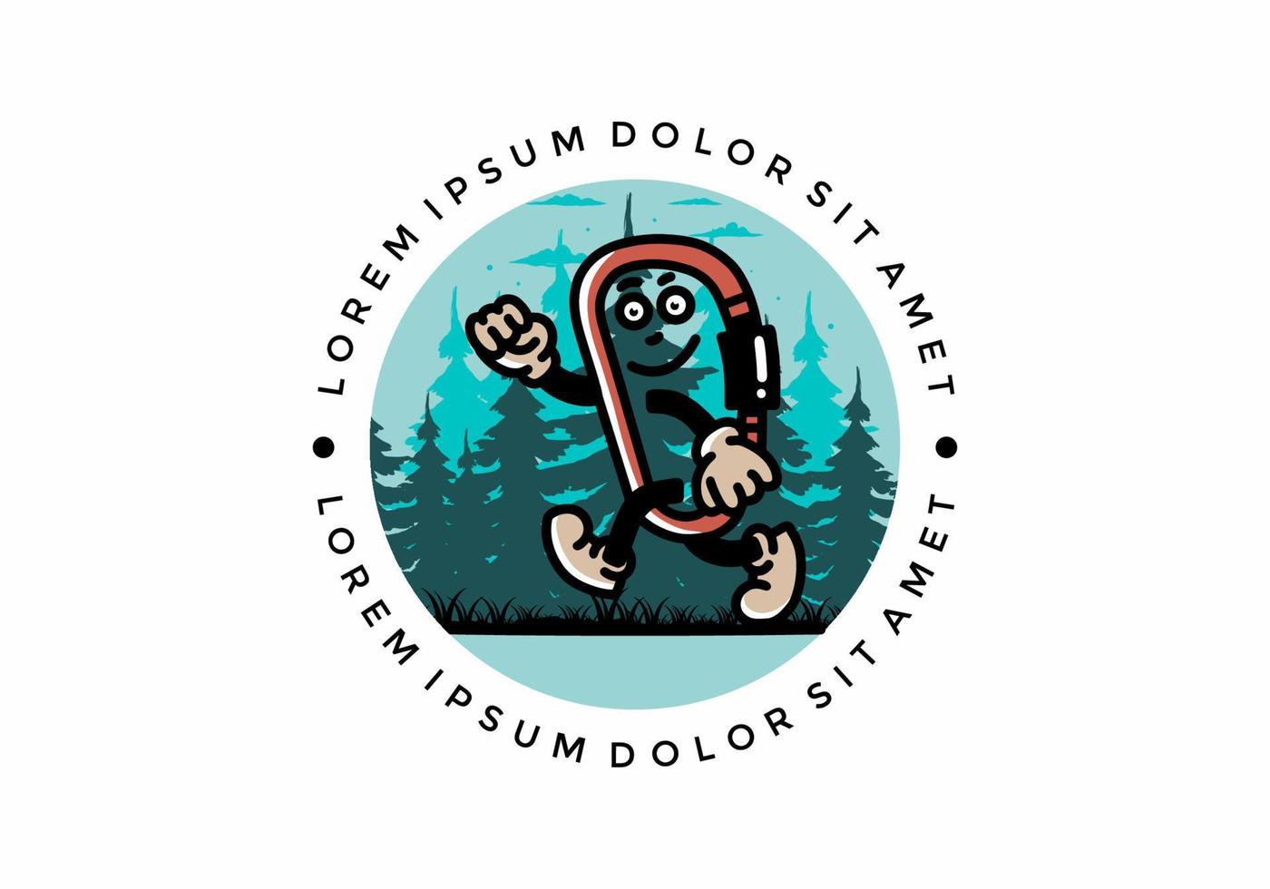 Walking funny carabiner illustration design vector