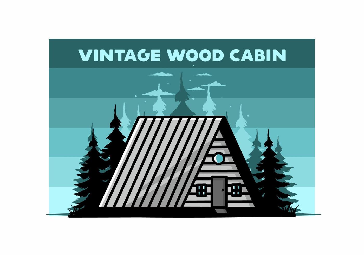 diseño de ilustración de cabaña de madera vintage vector