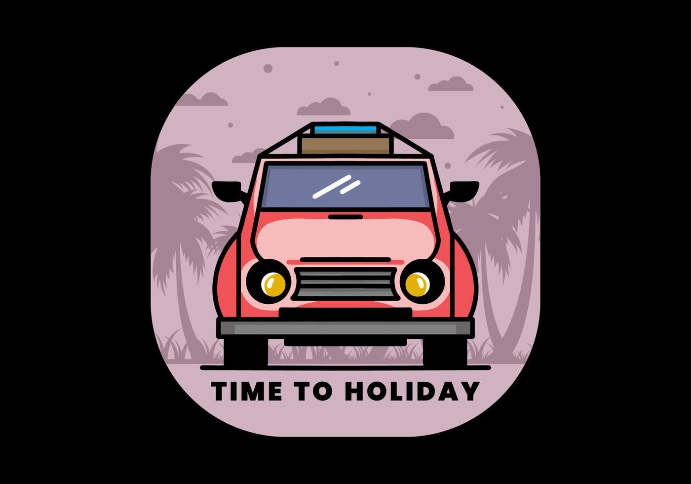 Holiday in car illustration design vector