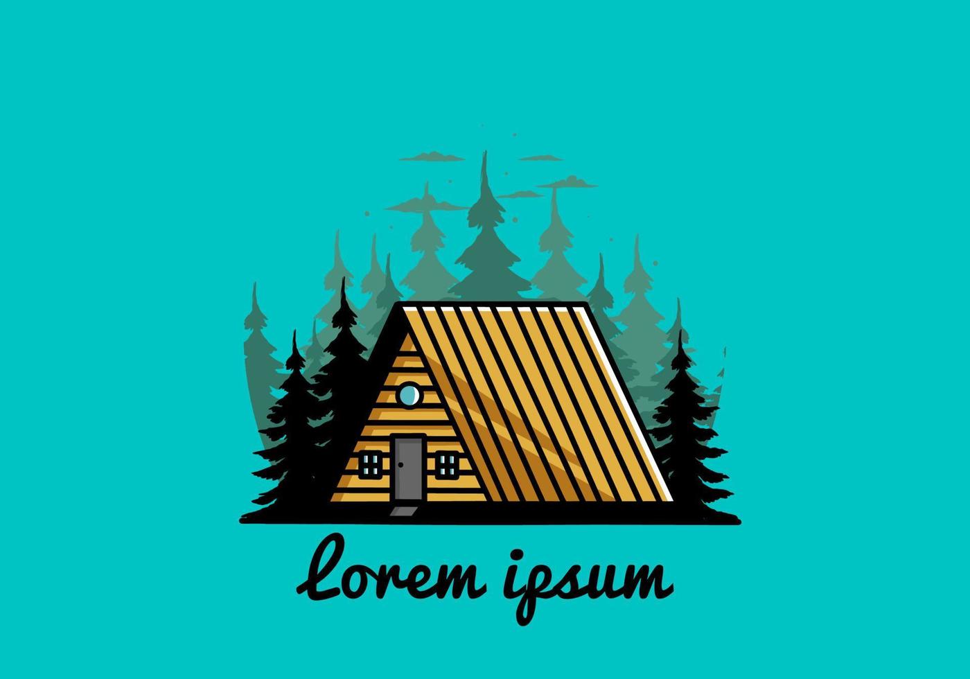 Vintage wood cabin illustration design vector