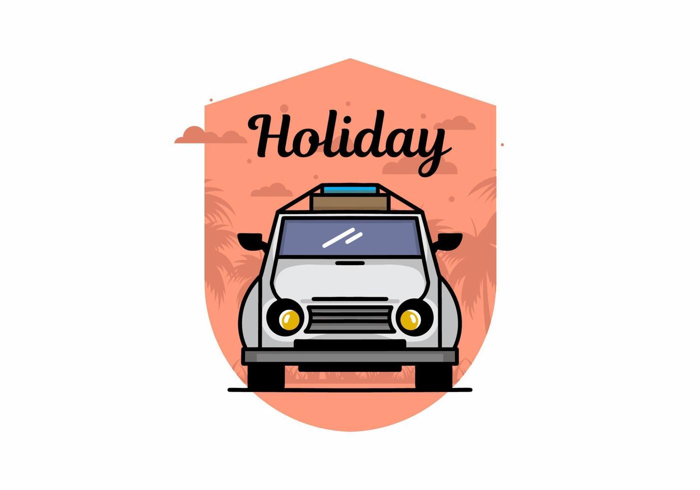 Holiday in car illustration design vector