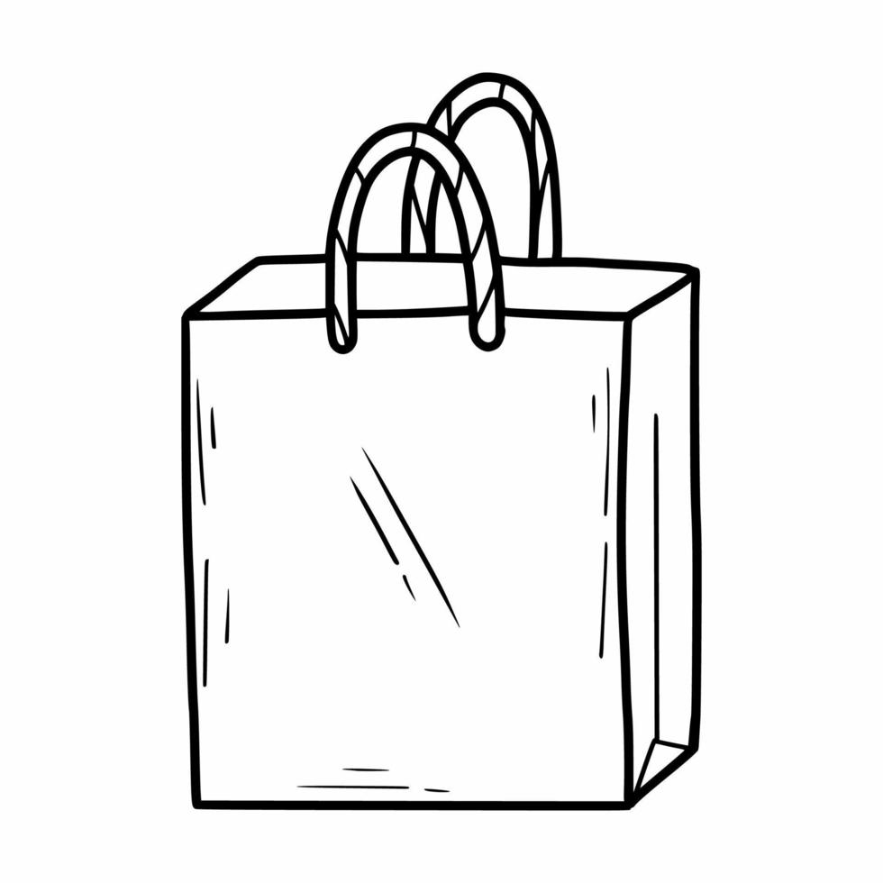Gift bag. Vector doodle illustration. Festive packaging. Shopping.