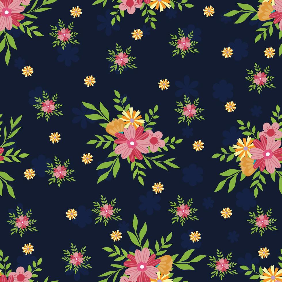 Floral seamless pattern Hand drawn colorful flowers Natural background with colorful painted flowers vector