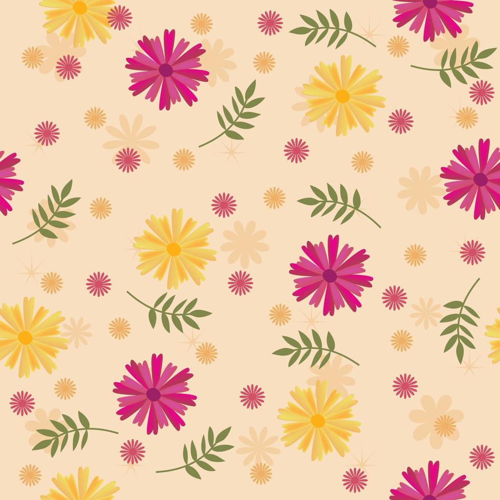 Floral seamless pattern Hand drawn colorful flowers Natural background with colorful painted flowers vector