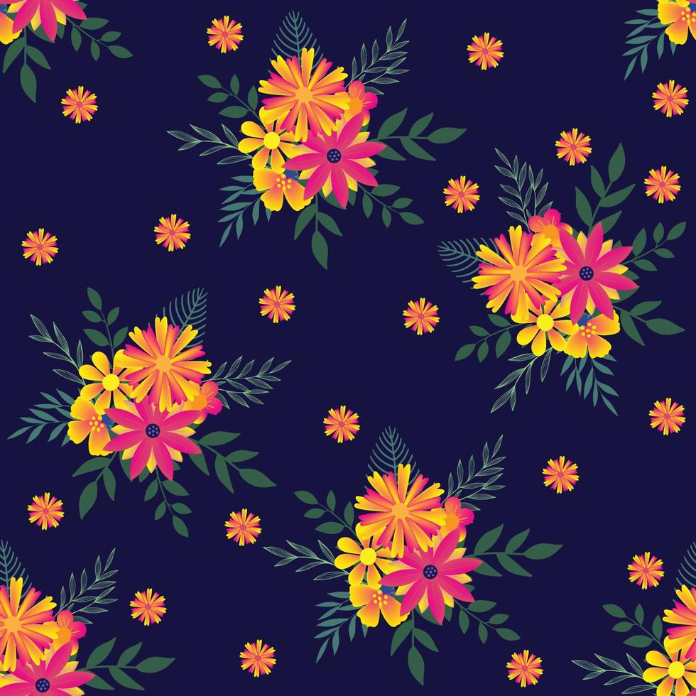 patrón floral sin fisuras dibujado a mano flores de colores fondo natural con coloridas flores pintadas vector