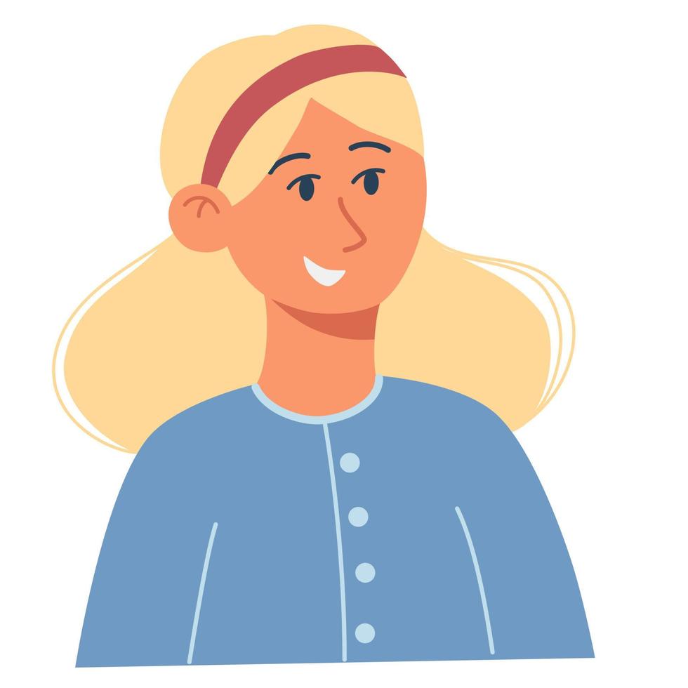 Female character. Young girl. People profile. Perfect for social media and business presentations, user interface, UX, graphic and web design, applications and interfaces. Vector illustration